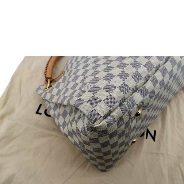 Louis Vuitton Artsy MM Damier Azur Hobo Bag in White - Left Side