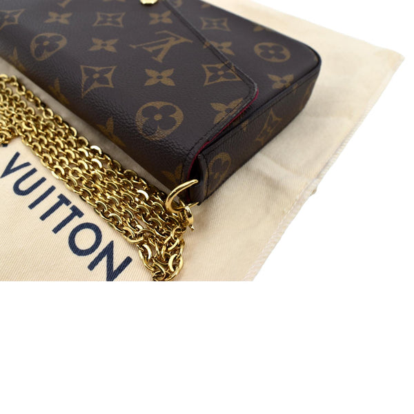 LOUIS VUITTON Felicie Monogram Canvas Pochette Crossbody Bag Brown