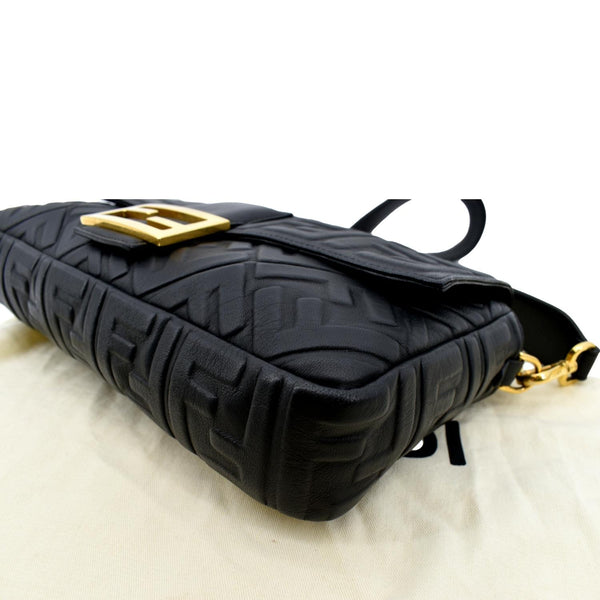 FENDI Baguette Leather Shoulder Bag Black