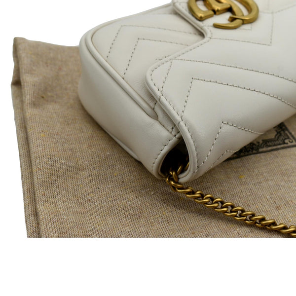 GUCCI GG Marmont Super Mini Matelasse Leather Shoulder Bag White 476433