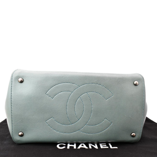CHANEL Quilted Leather Easy Shopping Tote Bag Light Green
