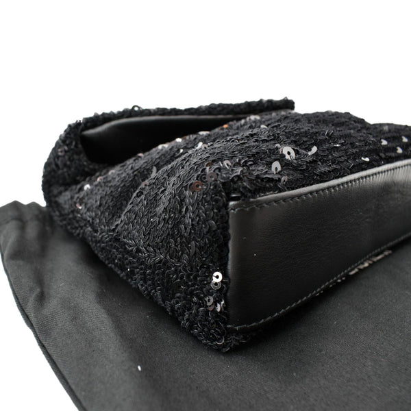 YVES SAINT LAURENT Small Puffer Sequin Clutch Wallet Black - sold