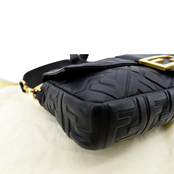 FENDI Baguette Leather Shoulder Bag Black