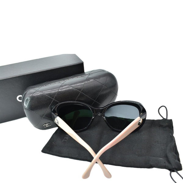 CHANEL 5321-A c.1333/26 Cat Eye Black Sunglasses Gray Mirrored Lens