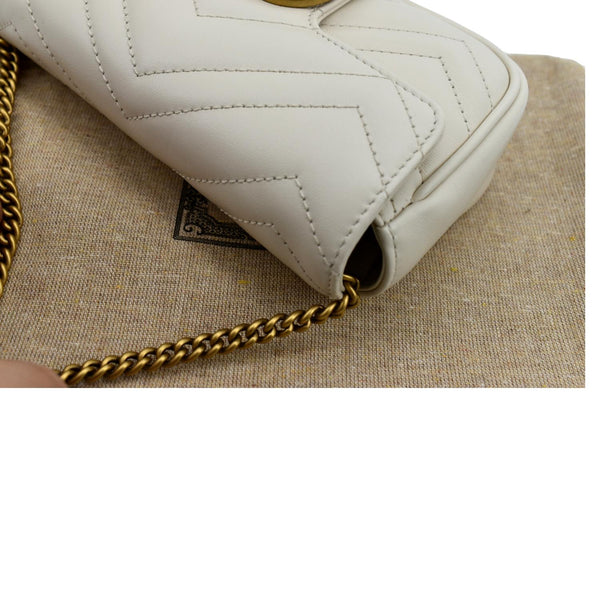 GUCCI GG Marmont Super Mini Matelasse Leather Shoulder Bag White 476433