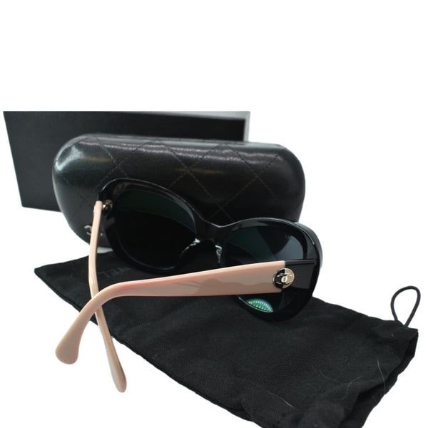 CHANEL 5321-A c.1333/26 Cat Eye Black Sunglasses Gray Mirrored Lens