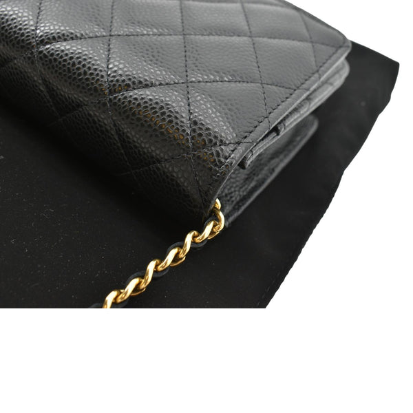 CHANEL CC WOC Caviar Leather Wallet On Chain Shoulder Bag Black