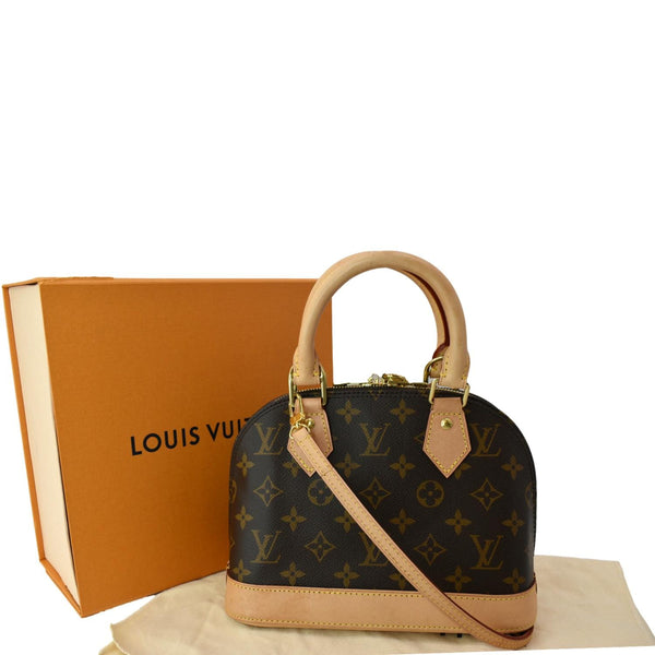 LOUIS VUITTON Alma BB Monogram Canvas Satchel Crossbody Bag Brown