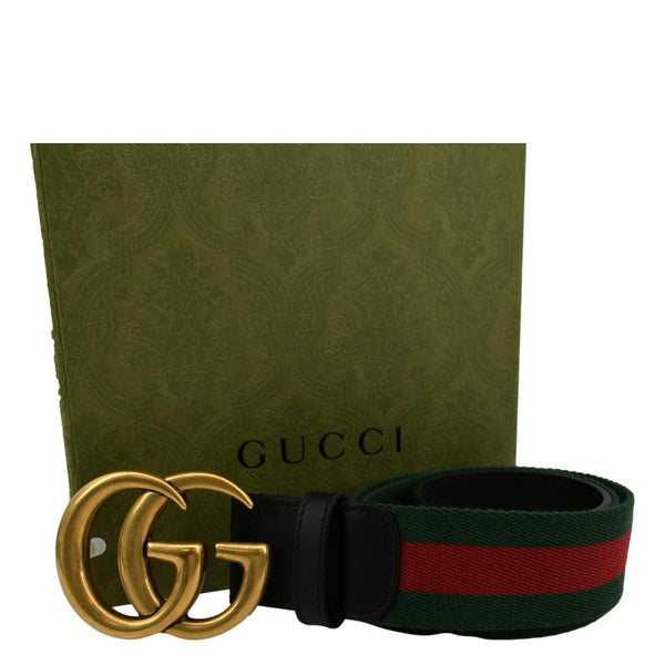 GUCCI Interlocking G Buckle Web Belt Black 404916 Size 80.32