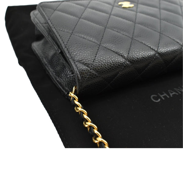 CHANEL CC WOC Caviar Leather Wallet On Chain Shoulder Bag Black
