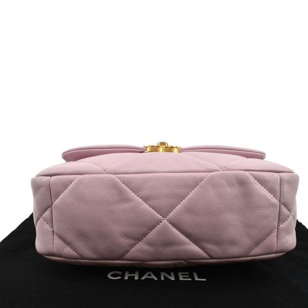 CHANEL 19 Medium Flap Quilted Lambskin Leather Shoulder Bag Pink