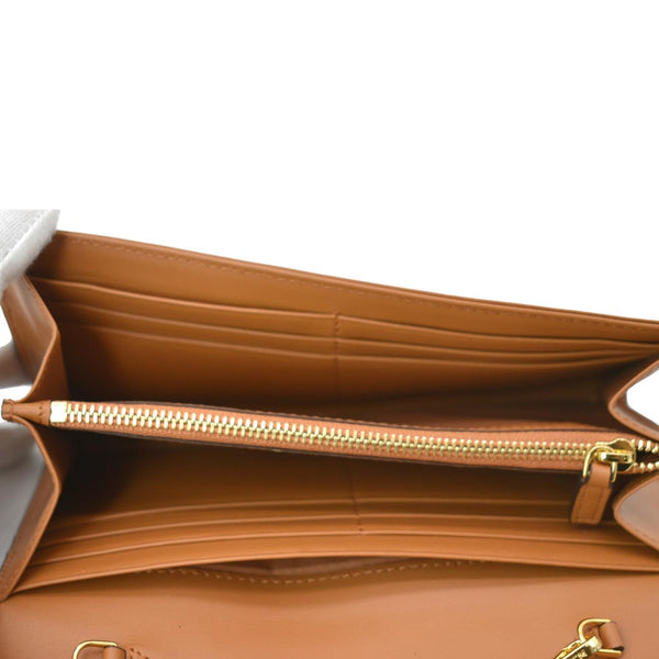 MCM Patricia Visetos Monogram Crossbody Chain Wallet Cognac