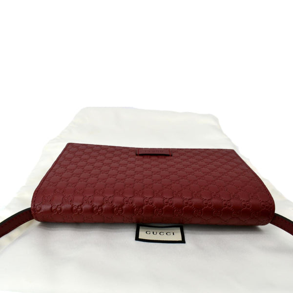 GUCCI Micro GG Leather Crossbody Wallet Red 466507