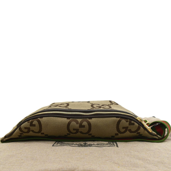 GUCCI Jumbo GG Canvas Leather Belt Bag Camel 696031