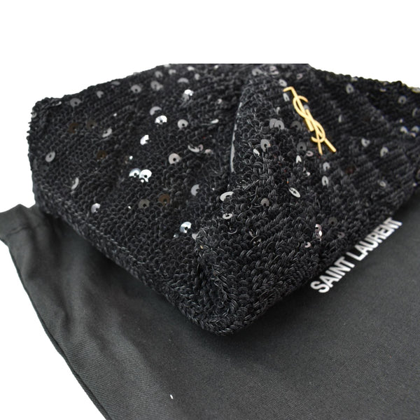 YVES SAINT LAURENT Small Puffer Sequin Clutch Wallet Black - sold