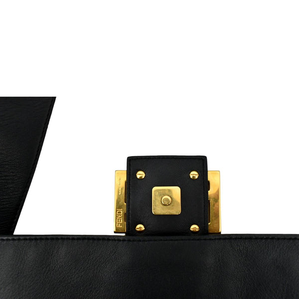 FENDI Baguette Leather Shoulder Bag Black