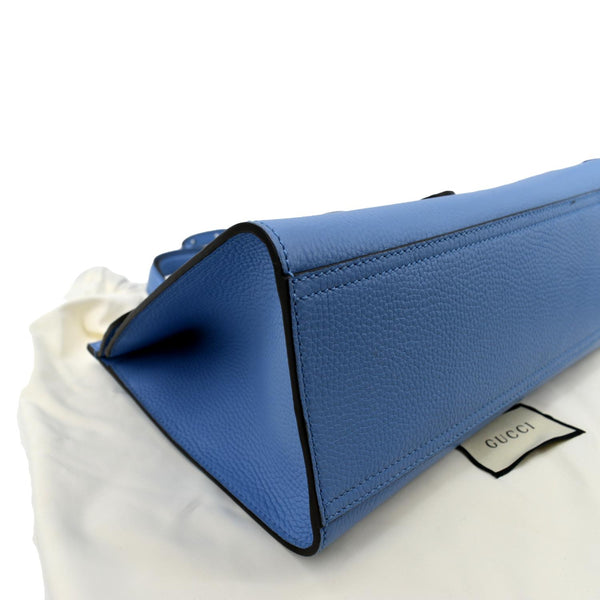 Gucci GG Marmont Leather Top Handle Shoulder Bag Blue - Bottom Left