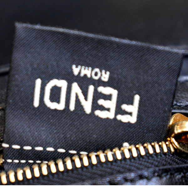 FENDI Baguette Mini Lambskin Leather Chain Shoulder Bag Black