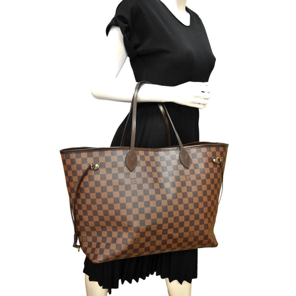 LOUIS VUITTON Neverfull GM Damier Ebene Tote Shoulder Bag Brown