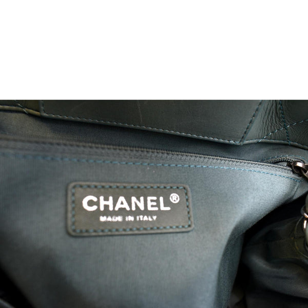 CHANEL Quilted Leather Easy Shopping Tote Bag Light Green