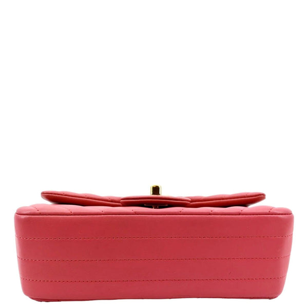 CHANEL Timeless Classic Square Flap Chevron Calfskin Leather Crossbody Bag Pink