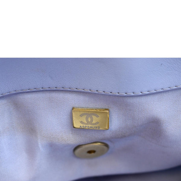 CHANEL 19 Large Flap Quilted Lambskin Leather Shoulder Bag Violet