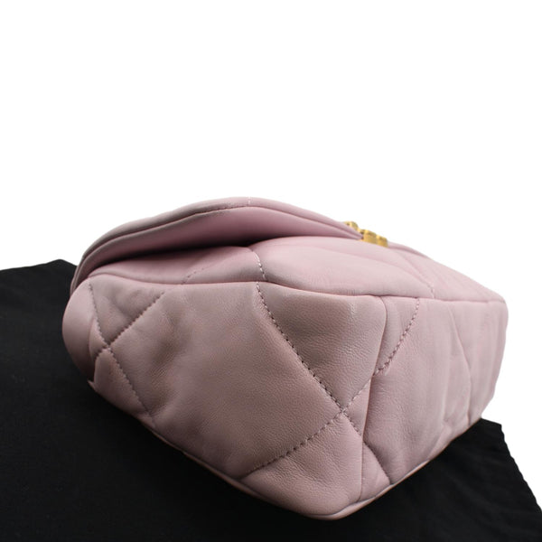 CHANEL 19 Medium Flap Quilted Lambskin Leather Shoulder Bag Pink