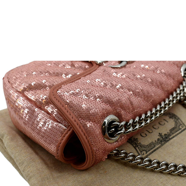 GUCCI GG Mini Marmont Sequin Shoulder Bag Pink 446744