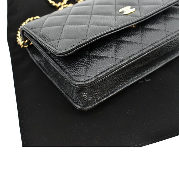 CHANEL CC WOC Caviar Leather Wallet On Chain Shoulder Bag Black