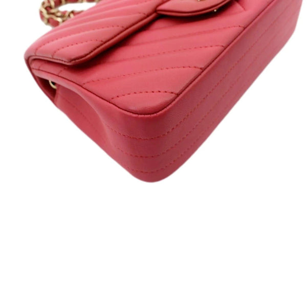 CHANEL Timeless Classic Square Flap Chevron Calfskin Leather Crossbody Bag Pink