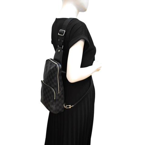 LOUIS VUITTON Avenue Sling Damier Graphite Backpack Bag Black