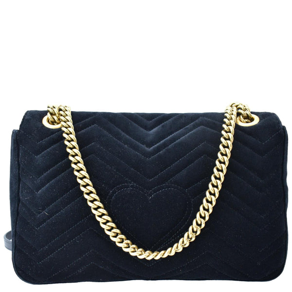 GUCCI GG Marmont Velvet Shoulder Bag Navy Blue 443496