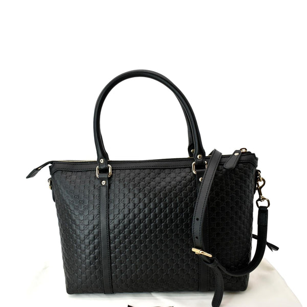 GUCCI Convertible GG Microguccissima Leather Satchel Bag Black 449656