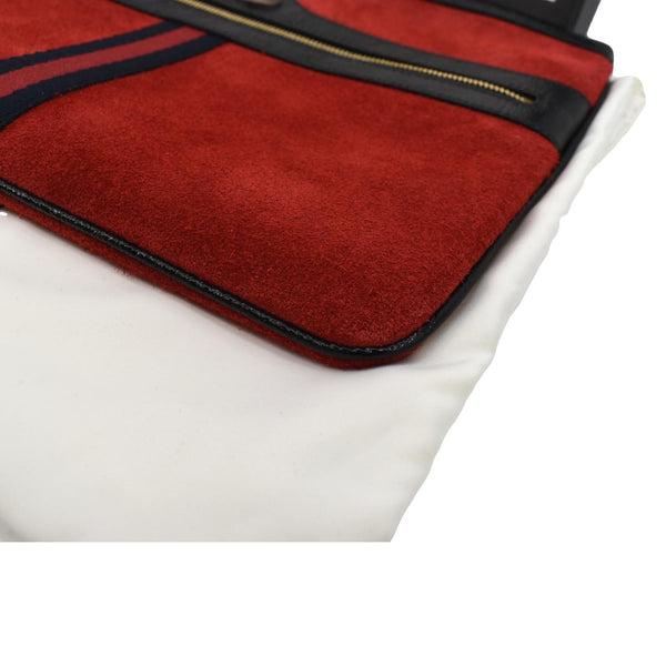 Gucci Ophidia GG Suede Leather Pouch Clutch Bag in Red - Bottom Right