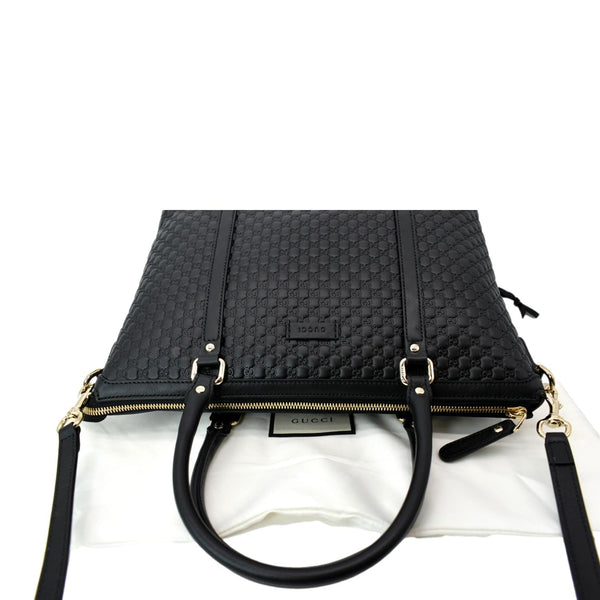 GUCCI Convertible GG Microguccissima Leather Satchel Bag Black 449656