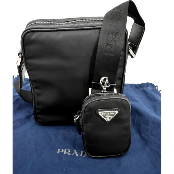 PRADA Re-Nylon Saffiano Leather Crossbody Bag Black