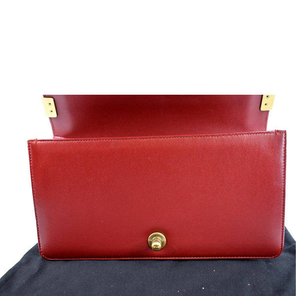 Chanel Medium Boy Flap Calf Leather Shoulder Bag Red - Inisde