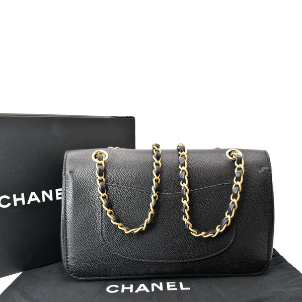CHANEL Classic Medium Double Flap Caviar Leather Shoulder Bag Black