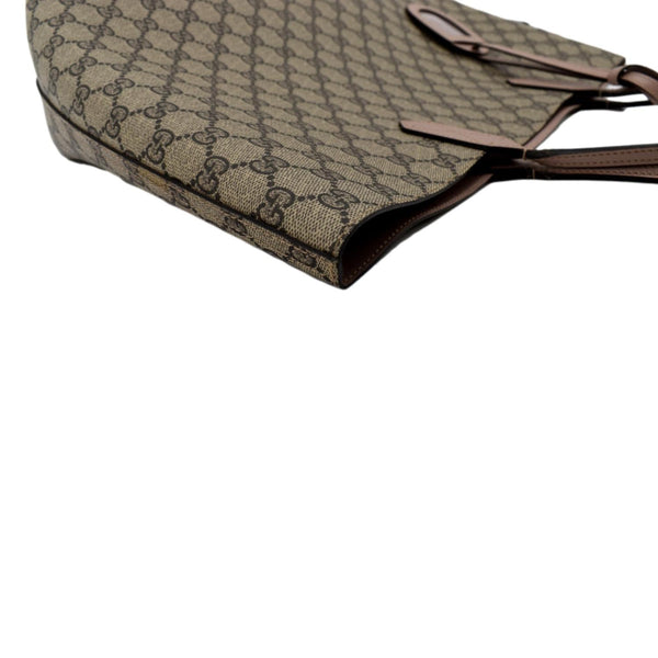 GUCCI Reversible GG Supreme Canvas Leather Tote Bag Beige