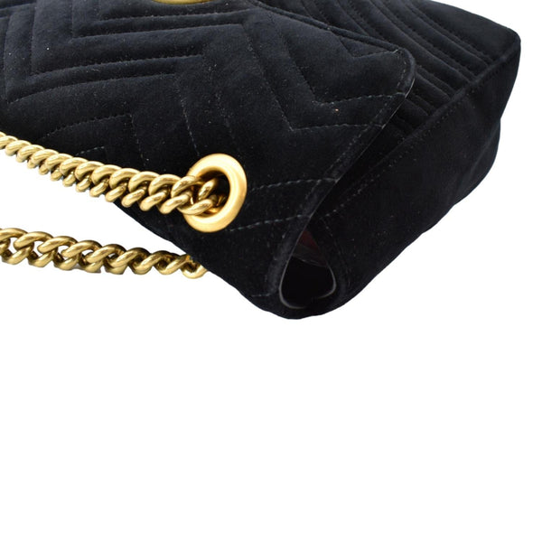GUCCI GG Marmont Velvet Shoulder Bag Navy Blue 443496