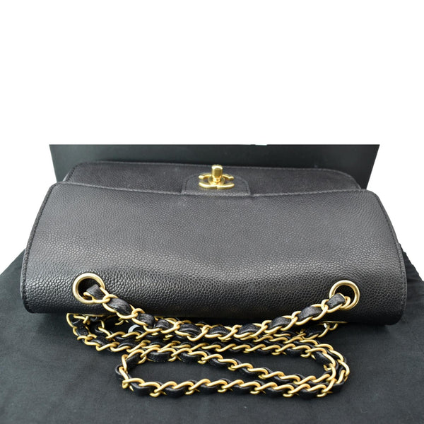 CHANEL Classic Medium Double Flap Caviar Leather Shoulder Bag Black