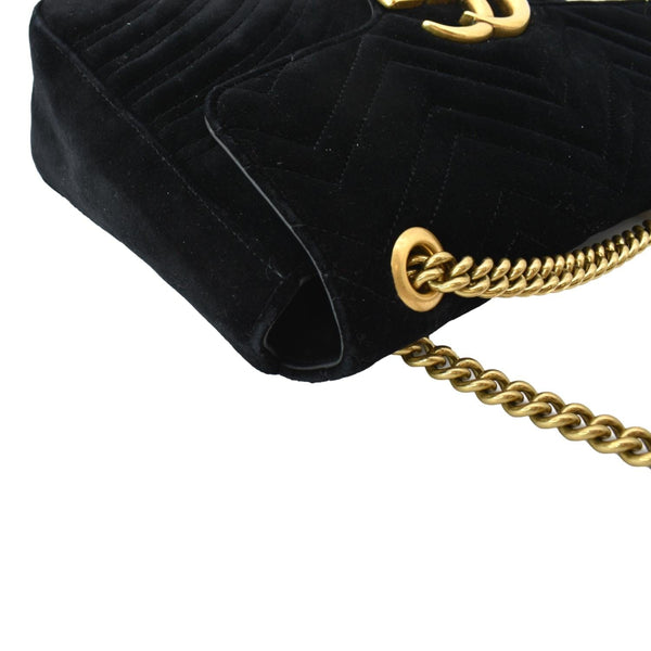 GUCCI GG Marmont Velvet Shoulder Bag Navy Blue 443496