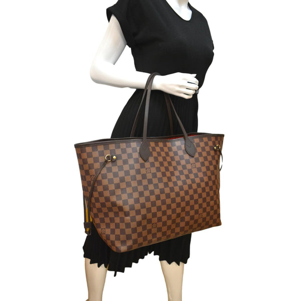 LOUIS VUITTON Neverfull GM Damier Ebene Tote Shoulder Bag Brown