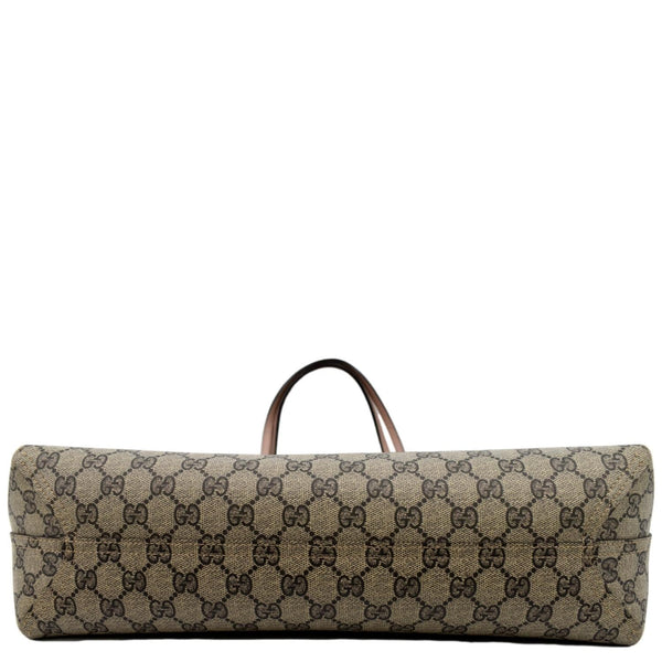 GUCCI Reversible GG Supreme Canvas Leather Tote Bag Beige