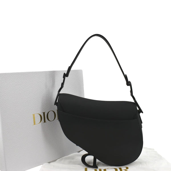 CHRISTIAN DIOR Saddle Leather Satchel Bag Black