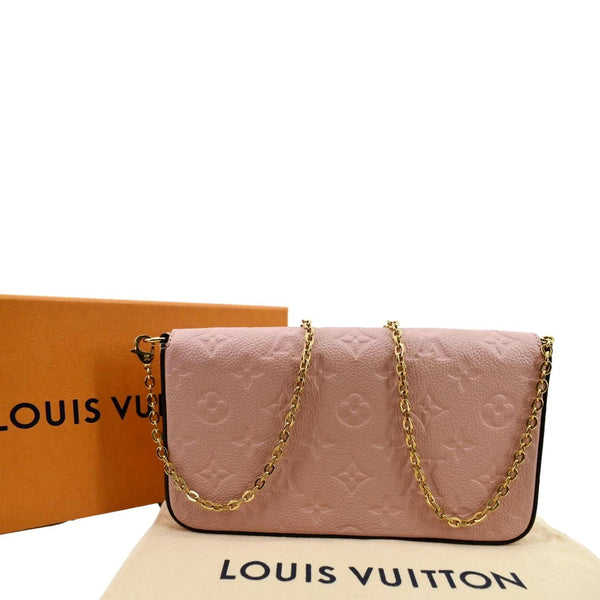 LOUIS VUITTON Pochette Felicie Monogram Empreinte Leather Chain Wallet Rose Poudre
