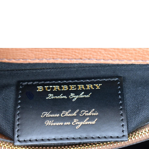 BURBERRY Derby House Check Leather Tote Shoulder Bag Dusty Pink