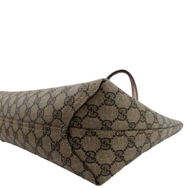 GUCCI Reversible GG Supreme Canvas Leather Tote Bag Beige