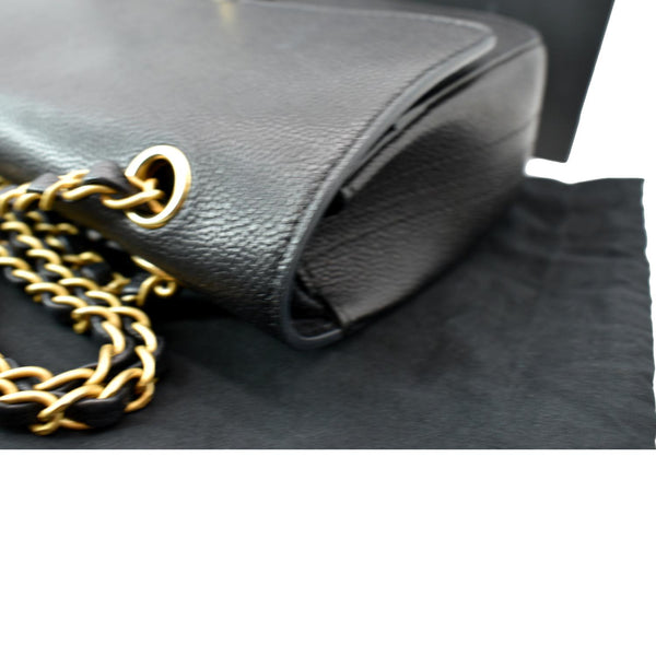 CHANEL Classic Medium Double Flap Caviar Leather Shoulder Bag Black
