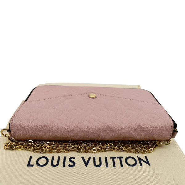 LOUIS VUITTON Pochette Felicie Monogram Empreinte Leather Chain Wallet Rose Poudre